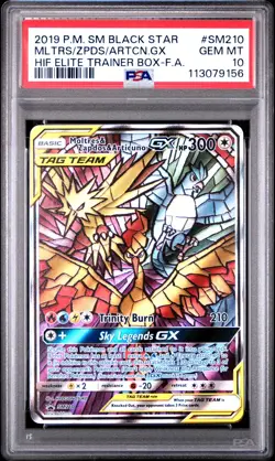 PSA 10 Pokemon Hidden Fates Promo Moltres & Zapdos & Articuno GX #SM210 GEM MINT - Image 1