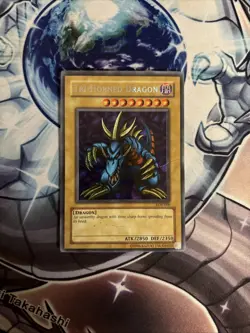 (24) Yugioh Tri Horned Dragon LOB-000 Reverse Secret Rare Unlimited Misprint DMG - Image 1