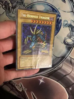(24) Yugioh Tri Horned Dragon LOB-000 Reverse Secret Rare Unlimited Misprint DMG - Image 2