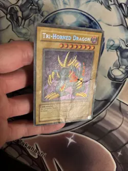 (24) Yugioh Tri Horned Dragon LOB-000 Reverse Secret Rare Unlimited Misprint DMG - Image 4