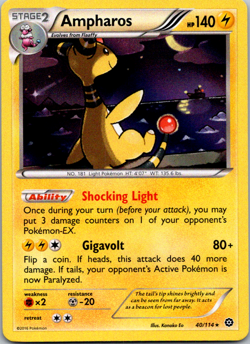 Ampharos 40/114 XY Steam Siege Holo Rare Near Mint NM Pokemon TCG Card - Image 1