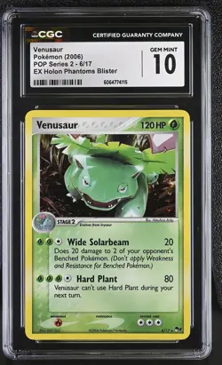 CGC 10 GEM MINT Venusaur 2006 POP Series 2 6/17 Holo Pokemon Card - Image 1