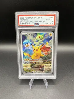 PSA 10 GEM MINT Pikachu 001/SV-P Scarlet & Violet Promo Japanese Pokemon Card - Image 1