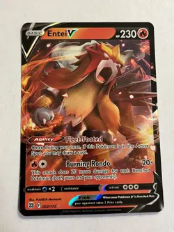 Entei V 22/172 Brilliant Stars Pokemon Card TCG Ultra Rare - Minty PACK FRESH! - Image 1