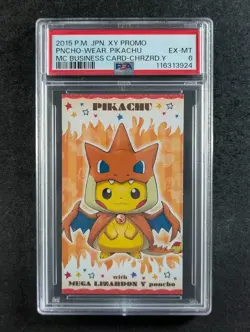 2015 Pokemon PONCHO-WEAR PIKACHU Mega Campaign Business Card - Charizard Y PSA 6 - Image 1