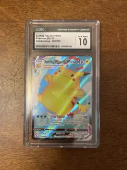 2021 Pokemon Celebrations Surfing Pikachu VMAX FULL ART 009/025 CGC 10 GEM MINT - Image 1