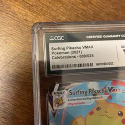 2021 Pokemon Celebrations Surfing Pikachu VMAX FULL ART 009/025 CGC 10 GEM MINT - Image 3