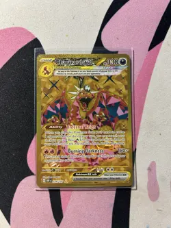 Pokemon Gold Charizard EX Holo Full Art Obsidian Flames Near Mint Condition - Image 1