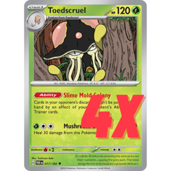 4X Pokemon TCG Toedscruel 017/182 S&V Paradox Rift Regular English 2023 NM - Image 1