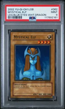 2002 Yu-Gi-Oh! Mystical Elf Legend of Blue Eyes LOB Unlimited Super Rare PSA 9 - Image 1