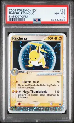 Raichu EX 98/100 - Sandstorm Holo Rare 2003 Pokemon TCG - PSA 8 Graded Card - Image 1
