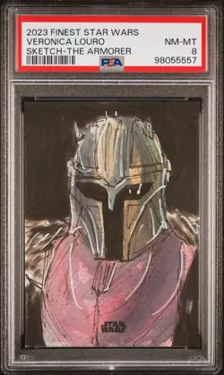2023 TOPPS FINEST STAR WARS SKETCH CARDS THE ARMORER VERONICA LOURO PSA 8 - Image 1