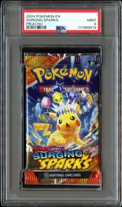 PSA 9 MINT Surging Sparks (Pikachu Art) SEALED Pokemon Card Booster Pack CS3-619 - Image 2