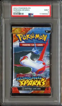 PSA 9 MINT Surging Sparks (Latias Art) SEALED Pokemon Card Booster Pack CS3-621 - Image 2