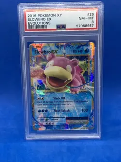 2016 POKEMON XY EVOLUTIONS #27 M SLOWBRO EX PSA 8 - Image 1