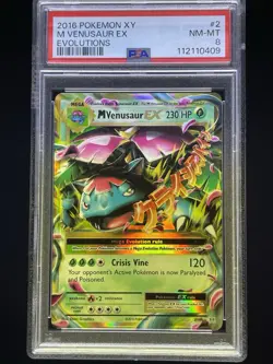 2016 POKEMON XY EVOLUTIONS #2 M VENUSAUR EX PSA 8 - Image 1