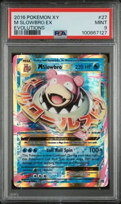 PSA 9 MINT 2016 POKEMON XY EVOLUTIONS #27 M SLOWBRO EX TRADING CARD - Image 1