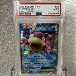 2016 POKEMON XY EVOLUTIONS #26 SLOWBRO EX - PSA 9 MINT - Image 1