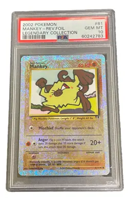2002 Pokemon Legendary Collection Mankey Reverse Foil PSA 10 - Image 1