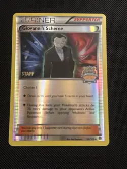 GIOVANNI'S SCHEME 138/162 BREAKthrough STAFF STAMPED REGIONALS Pokemon card NM - Image 1