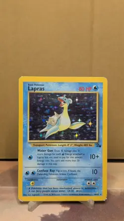 Pokemon TCG Lapras Fossil Holo Unlimited Rare Card 10/62 HP - Image 1