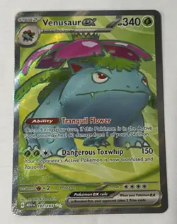 Venusaur ex Full Art Pack Fresh 182/165 Scarlet & Violet 151 Pokemon Card - Image 1