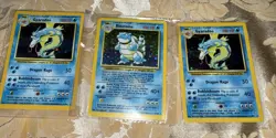 2 Gyrados Base Set Holo and 1 Blastoise Base Set Holo Pokemon Card - Image 1