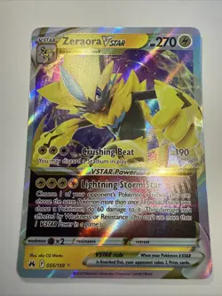 Pokemon TCG Zeraora VSTAR Holo Ultra Rare Card Crown Zenith 055/159 NM Condition - Image 1