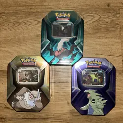 3 x Triple Whammy Collector Sealed Tins Pokemon TCG Complete Tin Set - Image 1