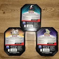 3 x Triple Whammy Collector Sealed Tins Pokemon TCG Complete Tin Set - Image 2