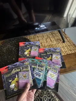 Pokemon TCG Paldean Fates Tech Sticker Collection 3 Packs - Maschiff + others - Image 1