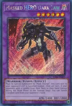 Yugioh! Masked HERO Dark Law - RA01-EN025 - Platinum Secret Rare - 1st Edition N - Image 1