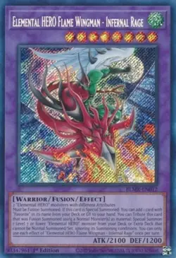 Yugioh! Elemental HERO Flame Wingman - Infernal Rage - BLMR-EN012 - Secret Rare - Image 1