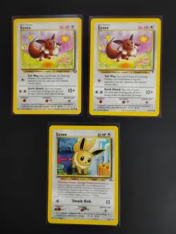 Pokemon TCG Lot of 3 Common NM-LP Vintage Eevee Cards - Image 1