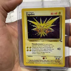 Pokemon TCG Zapdos 15/62 Fossil Holo Rare Unlimited MP Pokemon Vintage Card WOTC - Image 1