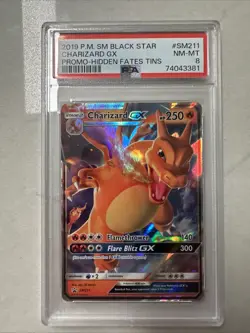 PSA 8 NM-MT Charizard GX SM211 Black Star Promo Hidden Fates Holo Pokemon Card - Image 1