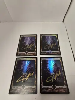 Swamp (239) - Full Art Zendikar Foil Playset Artist Signed Double Signature - Image 1