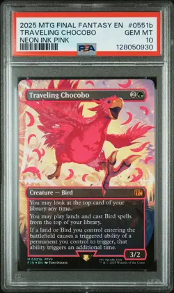2025 MTG FINAL FANTASY COLORFUL CHOCOBOS-NEON INK PINK TRAVELING CHOCOBO PSA 10 - Image 1