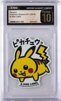2018 POKEMON STICKERS PT. 1 B-SIDE LABEL - JAPANESE PIKACHU CGC 10 PRISTINE - Image 1
