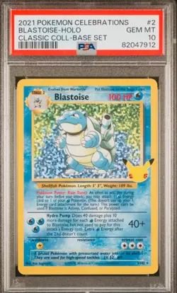 2021 POKEMON CELEBRATIONS CLASSIC COLLECTION #2 BLASTOISE-HOLO PSA 10 - Image 1