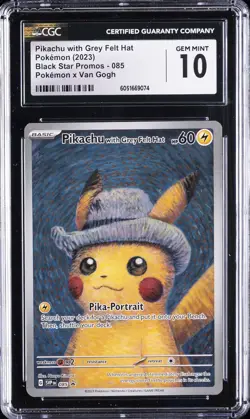 2023 POKEMON POKEMON X VAN GOGH PIKACHU WITH GREY FELT HAT CGC 10 GEM MINT - Image 1