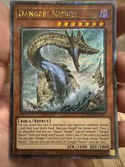 Yu-Gi-Oh Danger! Nessie 1st Edition Quarter Century Secret Rare Card BLMR-EN059 - Image 1