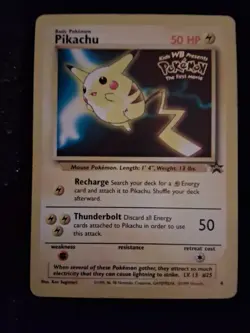 Pokemon TCG Pikachu #4 Stamped 1999 WB Movie Black Star Promo Card HP - Image 1