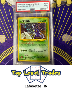 2000 Vintage Pokemon Japanese Heracross Holo Neo #214 PSA 9🎇SWIRL🎇 - Image 1