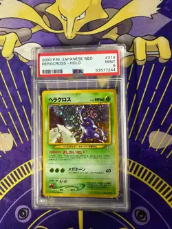 2000 Vintage Pokemon Japanese Heracross Holo Neo #214 PSA 9🎇SWIRL🎇 - Image 2