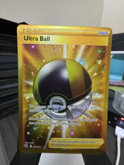 Pokemon TCG Ultra Ball 186/172 Gold Secret Rare Sword & Shield Brilliant Stars - Image 1