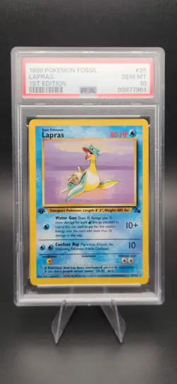 1999 Pokemon Fossil - 1st Edition - Lapras Non-Holo Rare - #25 - PSA 10 - Image 1