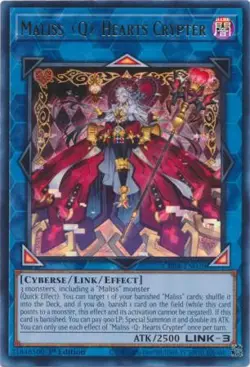 Yugioh! Maliss Q Hearts Crypter - CRBR-EN020 - Ultra Rare - 1st Edition Near Min - Image 1