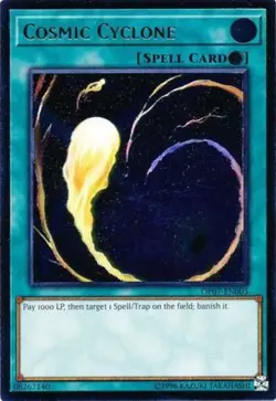 Yugioh! Cosmic Cyclone - OP07-EN003 - Ultimate Rare - Unlimited Edition Near Min - Image 1