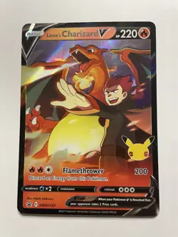 Pokemon TCG Lance's Charizard v SWSH133 Celebrations Black Star Promo Holo Card - Image 1